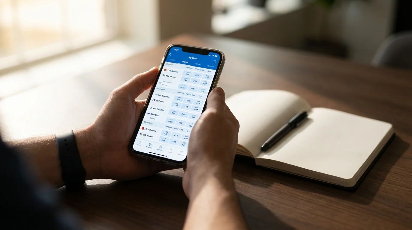 Mercados de apostas na NFL com spread e moneyline num ecrã de análise